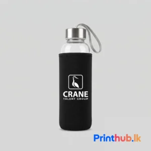 Custom glass bottles with pouch and printed logo - Printhub.lk Sri Lanka
